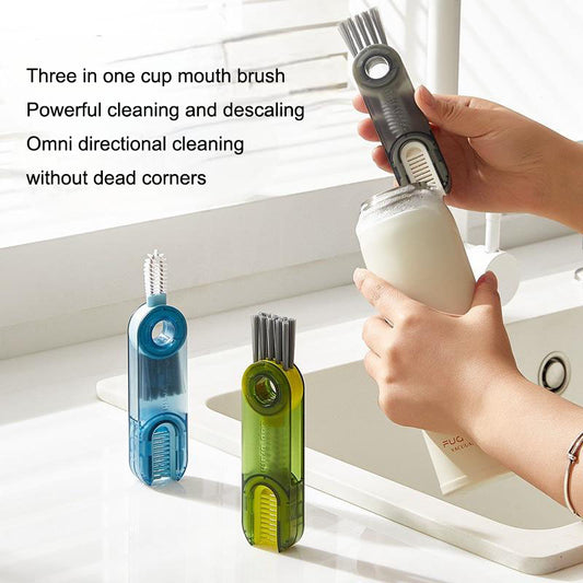 Vacuum cup brush cleaning cup, water cup mouth, milk bottle, multifunctional cleaning cup lid, tea cup, three in one gap brush t