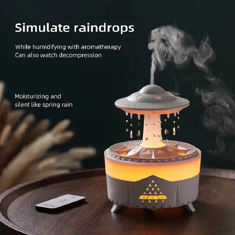 Rain Drop Air Humidifier Essential Oil Diffuser 350ml 7 Colors LED Lamp Ultrasonic Remote Control USB Rain Cloud Aroma Diffuser