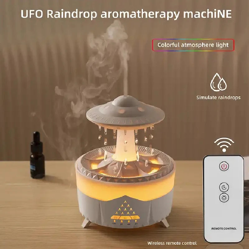 Rain Drop Air Humidifier Essential Oil Diffuser 350ml 7 Colors LED Lamp Ultrasonic Remote Control USB Rain Cloud Aroma Diffuser